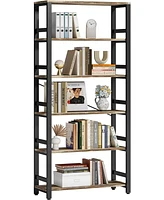 Bookshelf, 31.5in Wide Shelf 6 Tier Bookcase, 110lbs/shelf