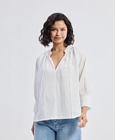 Reistor Women's Relaxed Fit Top with Front-tie White