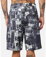 Xxiii Men's Printed Denim Patch Jorts