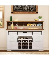 Wine Bar Cabinet with Wine and Glass Rack, Buffet Cabinet with Storage for Dining Room