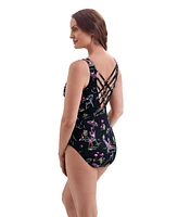 Longitude by Mimi Flamingo Women's Hotel Triple X Back Tank One Piece Swimsuit
