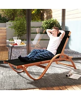 Outsunny Larch Wood Lounge Chair, 4-Level Adjustable ning