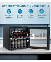 Cowsar 1.3 cu.ft 12 Bottle 48 Can Wine Cooler/Mini Fridge/Beverage Refrigerator Countertop Clear Glass Door for Beer&Soda