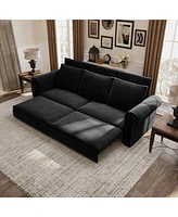 Chesterfield Convertible Sleeper, 3-in-1 Velvet Multi-Functional Sofa Bed - King Size