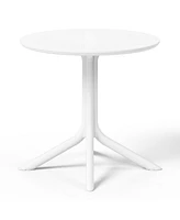 Modern 5-Piece Resin Round Patio Dining Table Set with Stackable Patio Dining Chairs