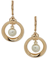 Anne Klein Gold-Tone Imitation Pearl Knot Orbital Drop Earrings