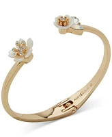 Anne Klein Gold-Tone Crystal & Stone Double Flower Cuff Bracelet