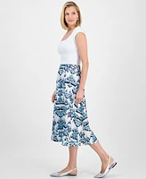 Jm Collection Women's Printed Jacquard Pull-On Midi Skirt, Exclusively at Macy's