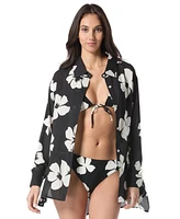 Vince Camuto Women's Floral-Print Cotton Cover-Up Shirt