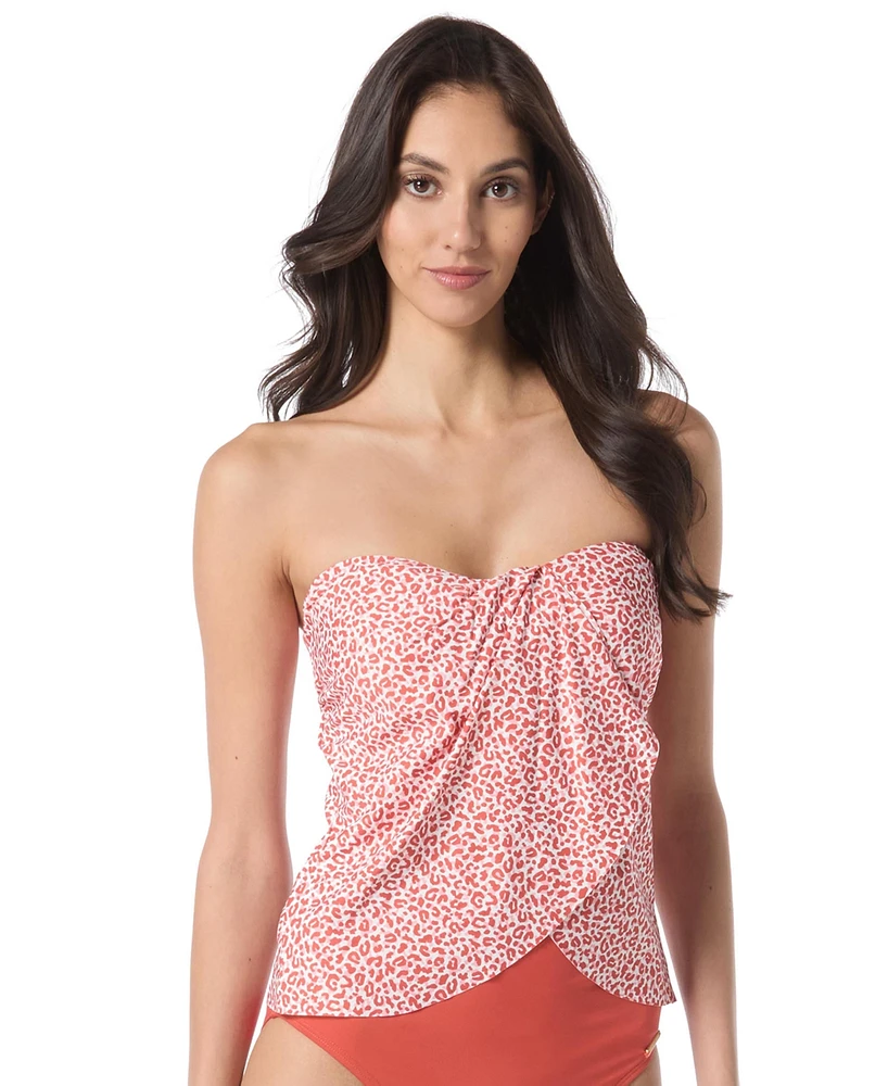Vince Camuto Women's Leopard-Print Draped Tankini Top