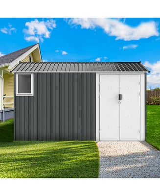8x12 Metal Shed, Window, Floor, Vents, Hinged Door