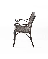 Antique Copper Finish Cast Aluminum 2-Person Outdoor Bench