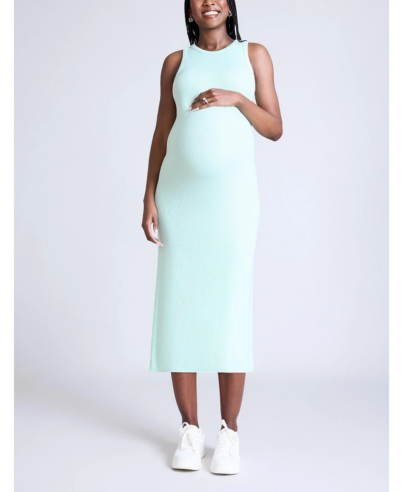 Motherhood Maternity Crew Neck Sleeveless Racerback Midi Dress