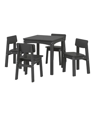 Kids 5-Piece Modern Hdpe Dining Table and Chairs Set