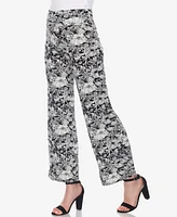 White Mark Women's Floral Print Wide Leg Palazzo Pants