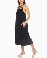 White Mark Women's Braided Strap Midi Dress