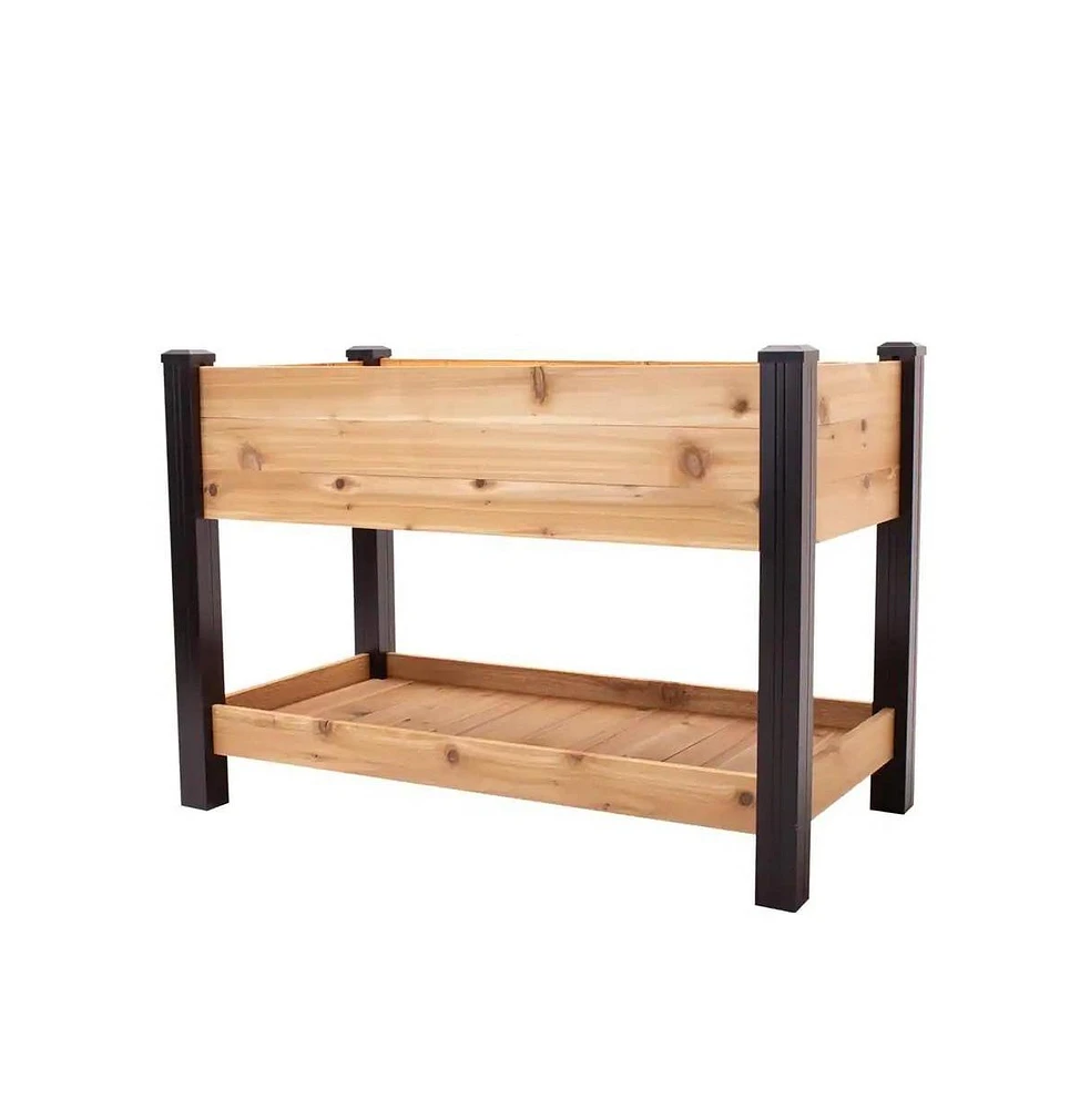 2-Ft x 4-Ft Cedar Wood Raised Garden Bed Planter Bed with Vinyl Legs