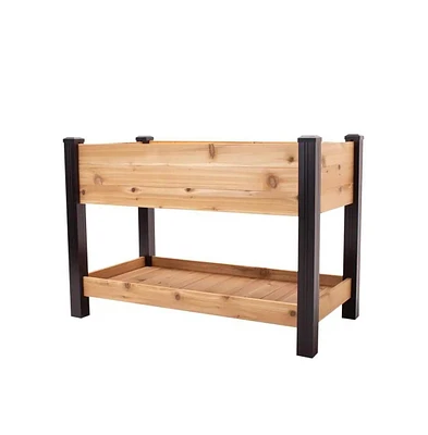 2-Ft x 4-Ft Cedar Wood Raised Garden Bed Planter Bed with Vinyl Legs