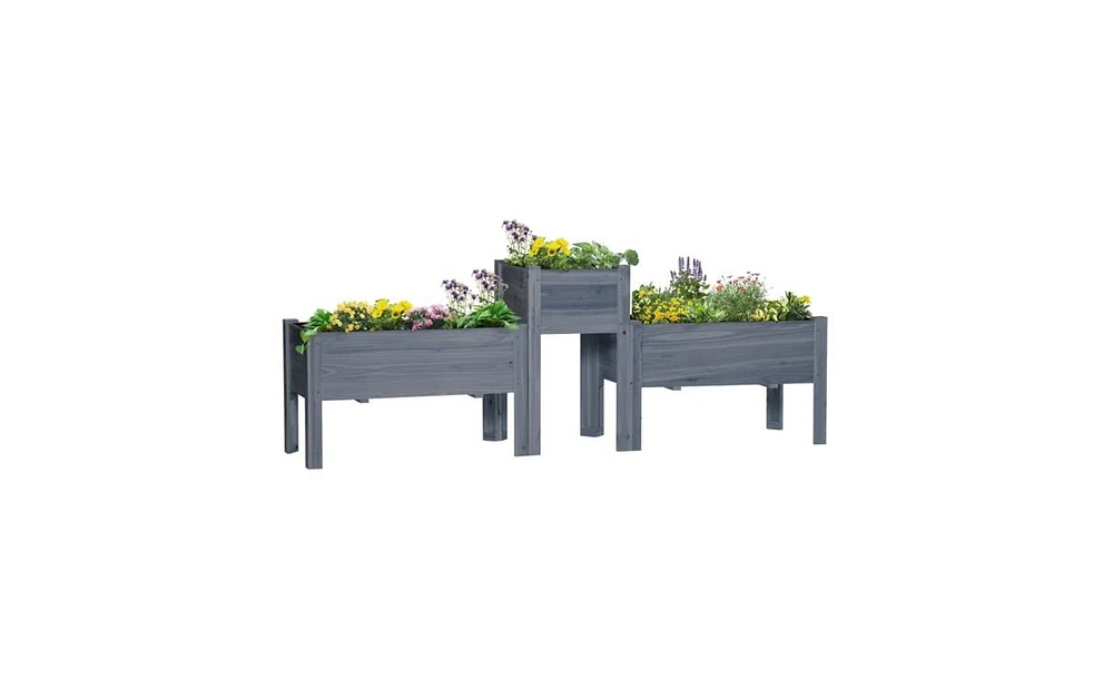 Multi-Functional Wooden Planter Box with Separate Flower Space