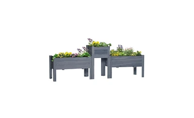 Multi-Functional Wooden Planter Box with Separate Flower Space
