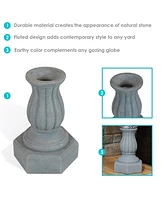Contemporary Pillar Gazing Ball Stand Outdoor - For 10-Inch to 12-Inch Gazing Balls - Travertine - 16-Inch H