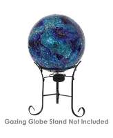 10-inch Gazing Ball for Garden - Crackled Glass Mosaic Gazing Globe for Outside - Deep Ocean Swirl Mosaic