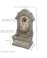 27" H Enchanting Estate Polyresin Wall Standing Fountain - Flat Back Wall Fountain for the Patio, Deck, or Yard