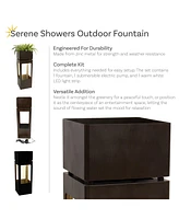Serene Showers Outdoor Water Fountain with Lights - Zinc - 36-Inch - Includes Warm White Led Lights