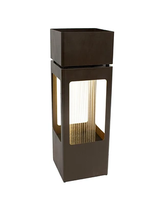 Serene Showers Outdoor Water Fountain with Lights - Zinc - 36-Inch - Includes Warm White Led Lights
