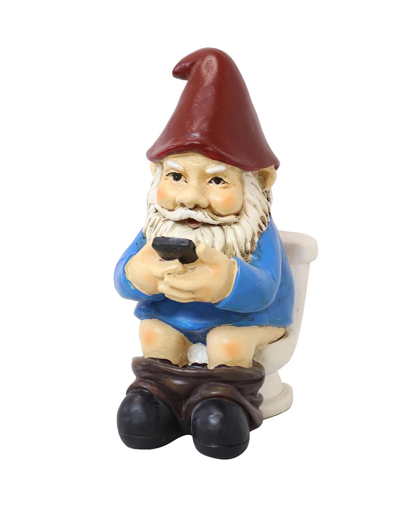 9.5" Cody The Funny Garden Gnome - Outdoor Gnome on The Throne Reading His Phone - Yard, Patio, Lawn, and Outdoor Decor