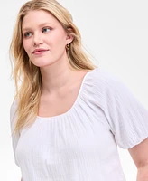 On 34th Women's Cotton Gauze Scoop-Neck Top, Exclusively at Macy's