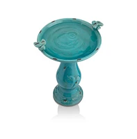 Outdoor Turquoise Ceramic Birdbath for Garden and Patio Decor