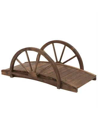 Farmhouse Half-Wheeled Stained Garden Bridge for Outdoor Landscaping and Decoration