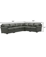 Radley Roll Arm 139" 5-Pc. Leather Square Corner L Sectional, Exclusively at Macy's