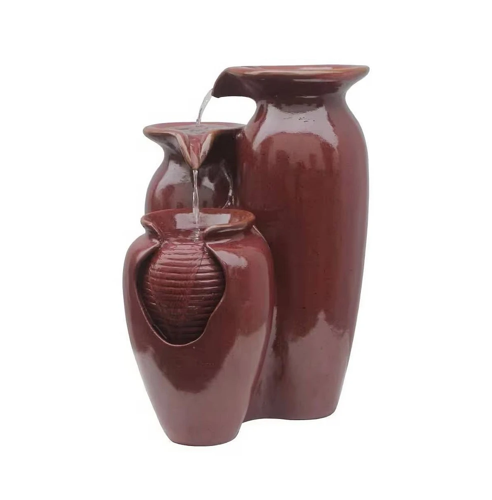 Outdoor Garden Patio 3-Tier Ceramic-Look Water Fountain for Elegant Garden Decor and Relaxing Ambiance