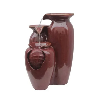 Outdoor Garden Patio 3-Tier Ceramic-Look Water Fountain for Elegant Garden Decor and Relaxing Ambiance