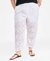 On 34th Trendy Plus Eyelet Jogger Pants, Exclusively at Macy's