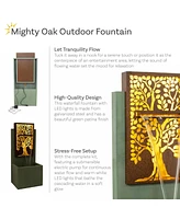 Mighty Oak Outdoor Water Fountain with Lights - Galvanized Steel - 41.25-Inch - Includes Warm White Led Lights