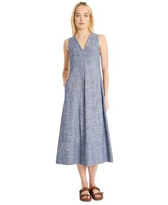Luxely Women's Sleeveless V-Neck Midi Dress