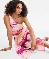 Bar Iii Women's Printed Mesh One-Shoulder Dress, Exclusively at Macy's