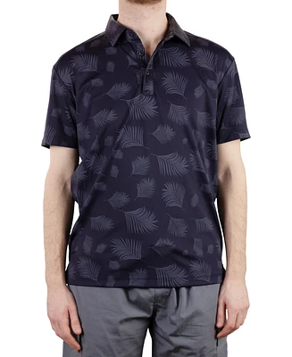 Vintage 1946 Men's Short Sleeve Two-Tone Leaf Print Polo Shirt