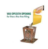Heavy Duty Lantern Style Bird Feeder with Four Wide Perching Areas for Outdoor Birds