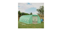26.2 ft x 9.7 ft Outdoor Walk-in Greenhouse with Green Pe Cover and Steel Frame