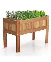 Wooden Raised Garden Bed Solid Wood Elevated Planter Box with Legs
