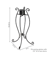 Graceful Curved Outdoor Gazing Globe Stand - Metal Garden Globe Stand for 8" to 12" Gazing Balls - Black - 18.25" H