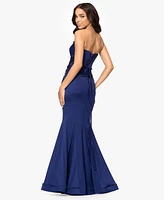 Blondie Nites Juniors' Embroidered Corset Trumpet Gown