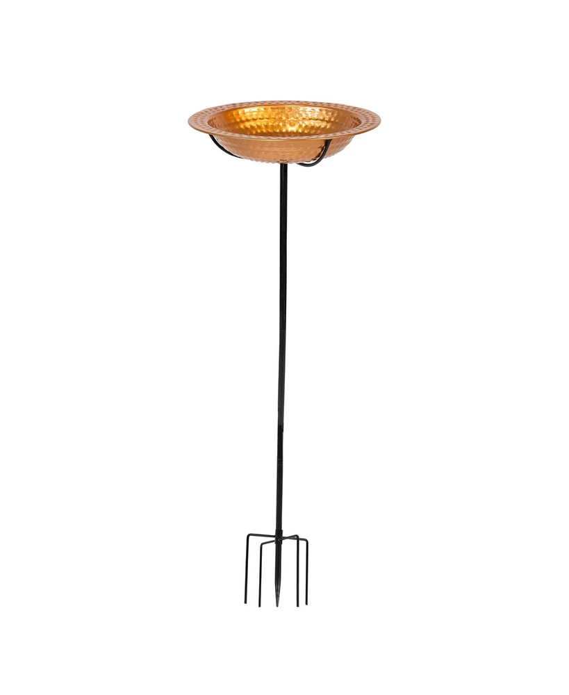 Copper Bird Bath for Outdoors - Detachable Bird Bath Bowl with Stake - 38" H