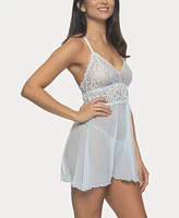 Jezebel Women's Renee Sheer Babydoll Nightgown 2 Piece Lingerie Set