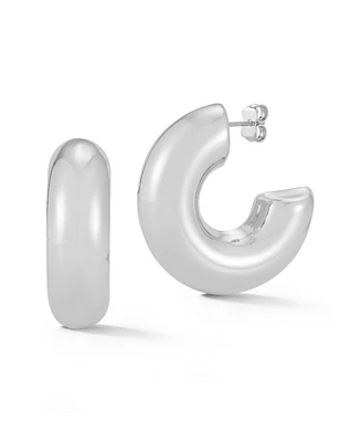 Rachel Zoe Rhodium Plated Bold Tube Hoop Earrings
