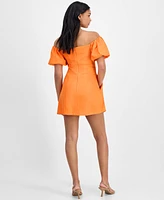 Bar Iii Women's Off-The-Shoulder Balloon-Sleeve A-Line Dress, Exclusively at Macy's